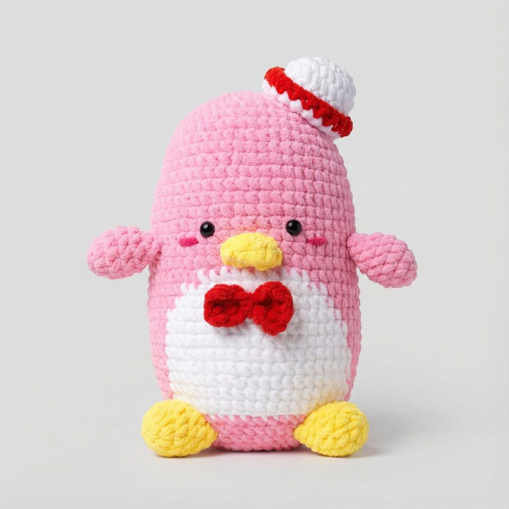 Pink Tuxedo Sam Crochet Plush – Giant 15 Inch Sanrio Penguin Amigurumi